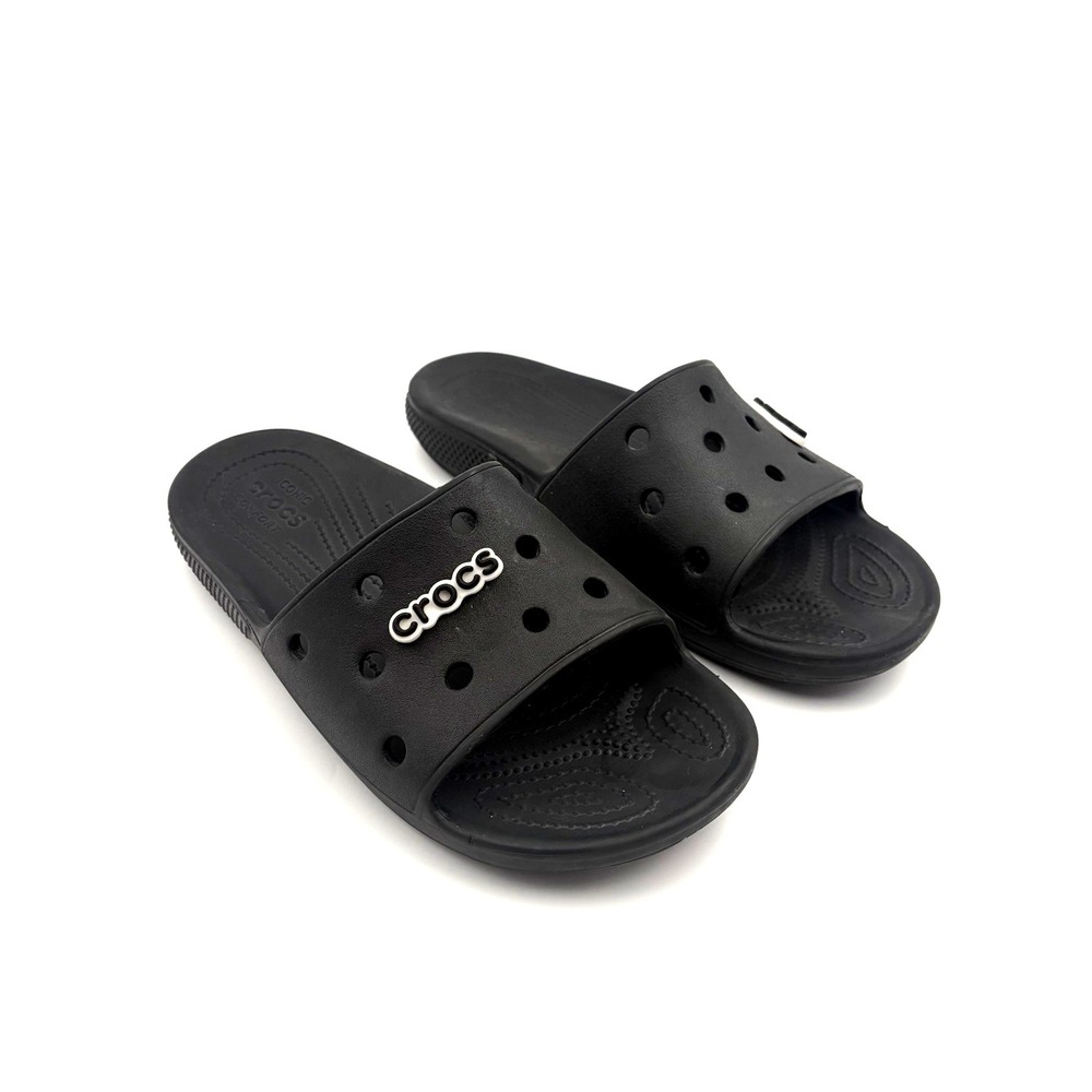 Iconic CROCS Comfort Slip On Sandals Black Mens Size 8 Womens Size 10 Beach